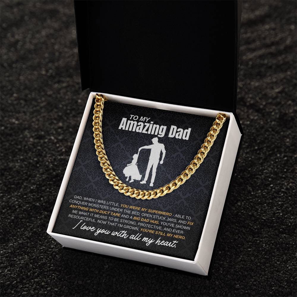 My Dad My Hero From Daughter | Cuban Link Chain | Perfect Father's Day Gift