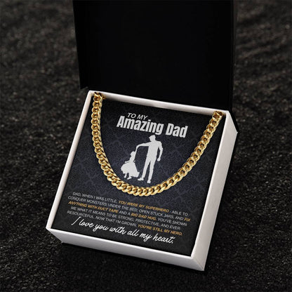 My Dad My Hero From Daughter | Cuban Link Chain | Perfect Father's Day Gift