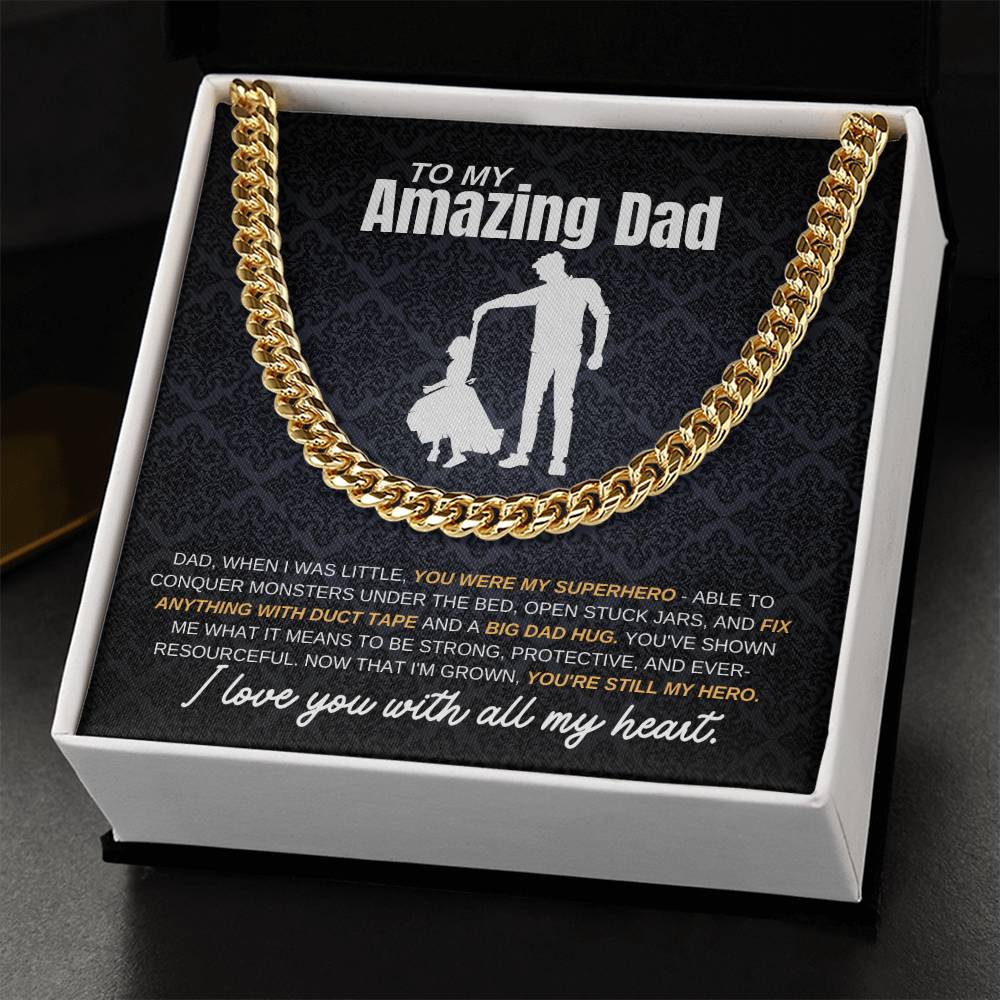 My Dad My Hero From Daughter | Cuban Link Chain | Perfect Father's Day Gift