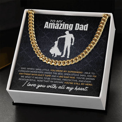 My Dad My Hero From Daughter | Cuban Link Chain | Perfect Father's Day Gift