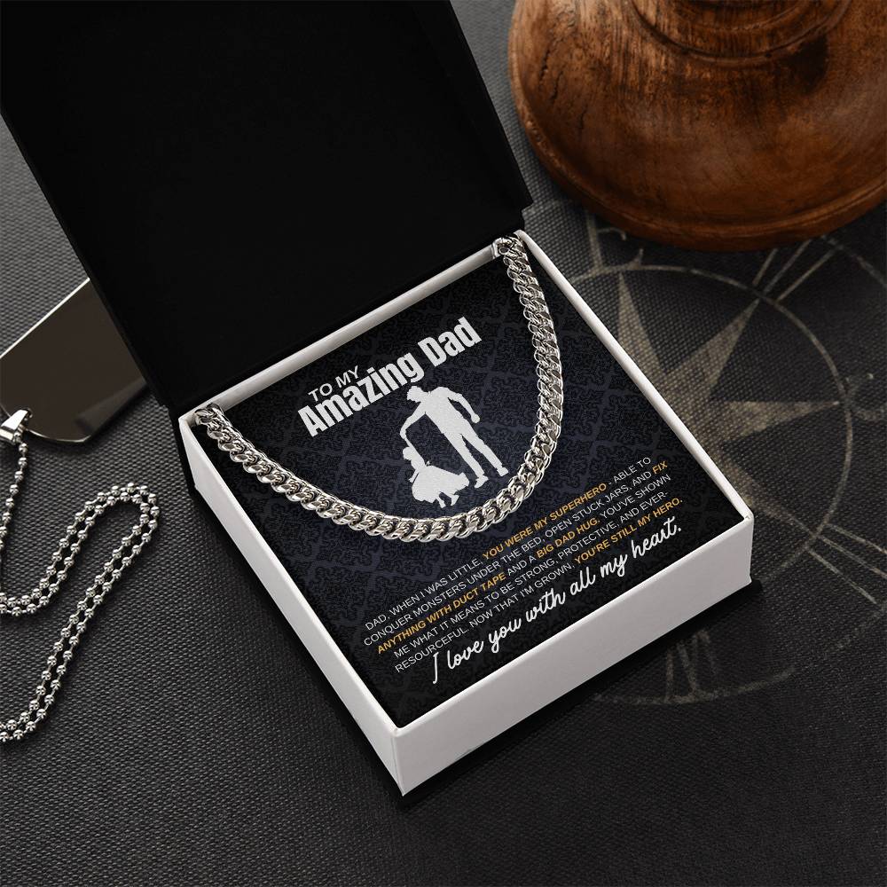 My Dad My Hero From Daughter | Cuban Link Chain | Perfect Father's Day Gift