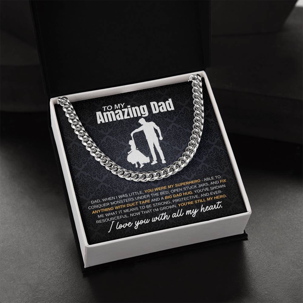 My Dad My Hero From Daughter | Cuban Link Chain | Perfect Father's Day Gift