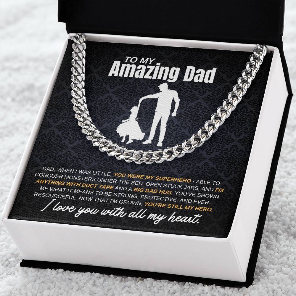 My Dad My Hero From Daughter | Cuban Link Chain | Perfect Father's Day Gift