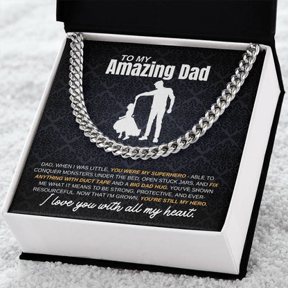 My Dad My Hero From Daughter | Cuban Link Chain | Perfect Father's Day Gift