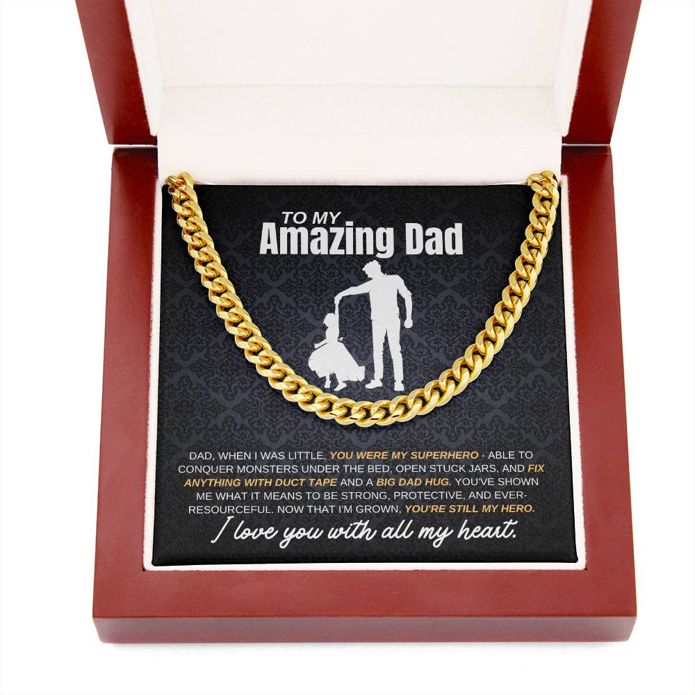 My Dad My Hero From Daughter | Cuban Link Chain | Perfect Father's Day Gift
