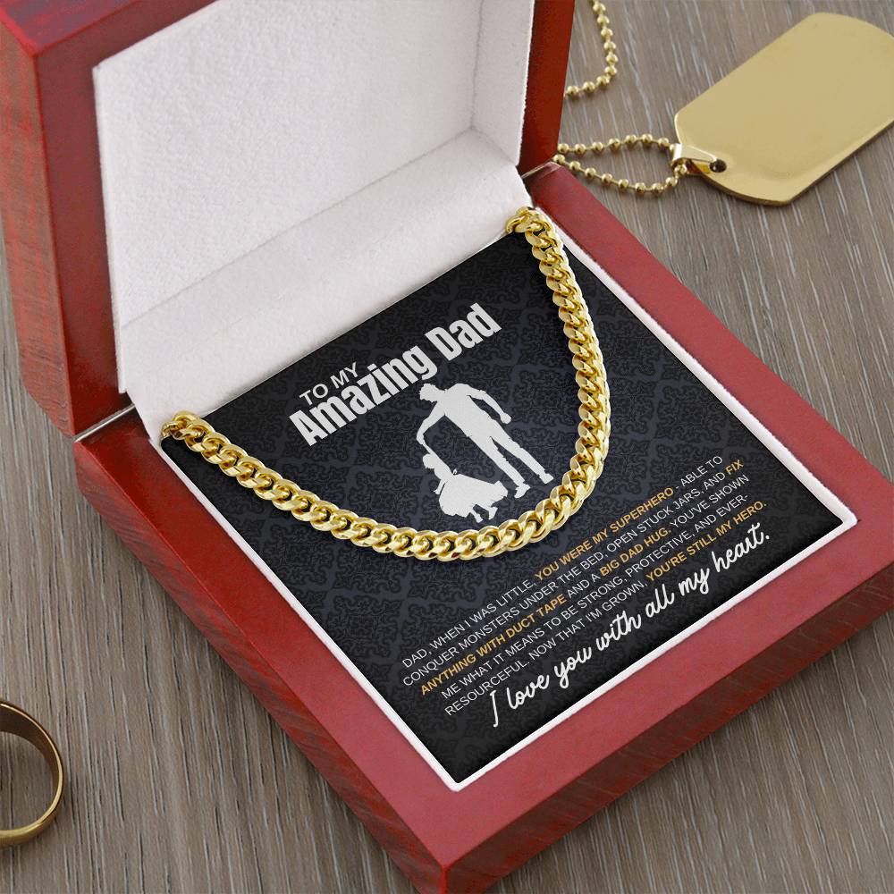 My Dad My Hero From Daughter | Cuban Link Chain | Perfect Father's Day Gift