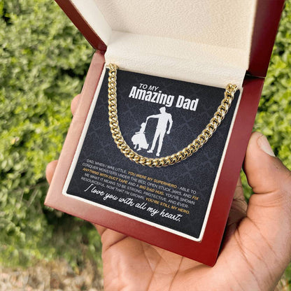My Dad My Hero From Daughter | Cuban Link Chain | Perfect Father's Day Gift