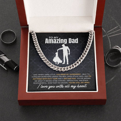 My Dad My Hero From Daughter | Cuban Link Chain | Perfect Father's Day Gift