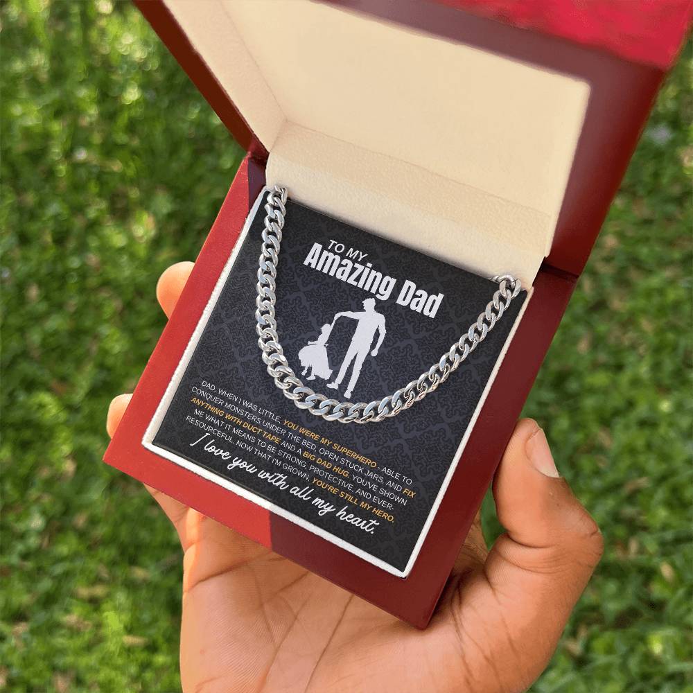 My Dad My Hero From Daughter | Cuban Link Chain | Perfect Father's Day Gift